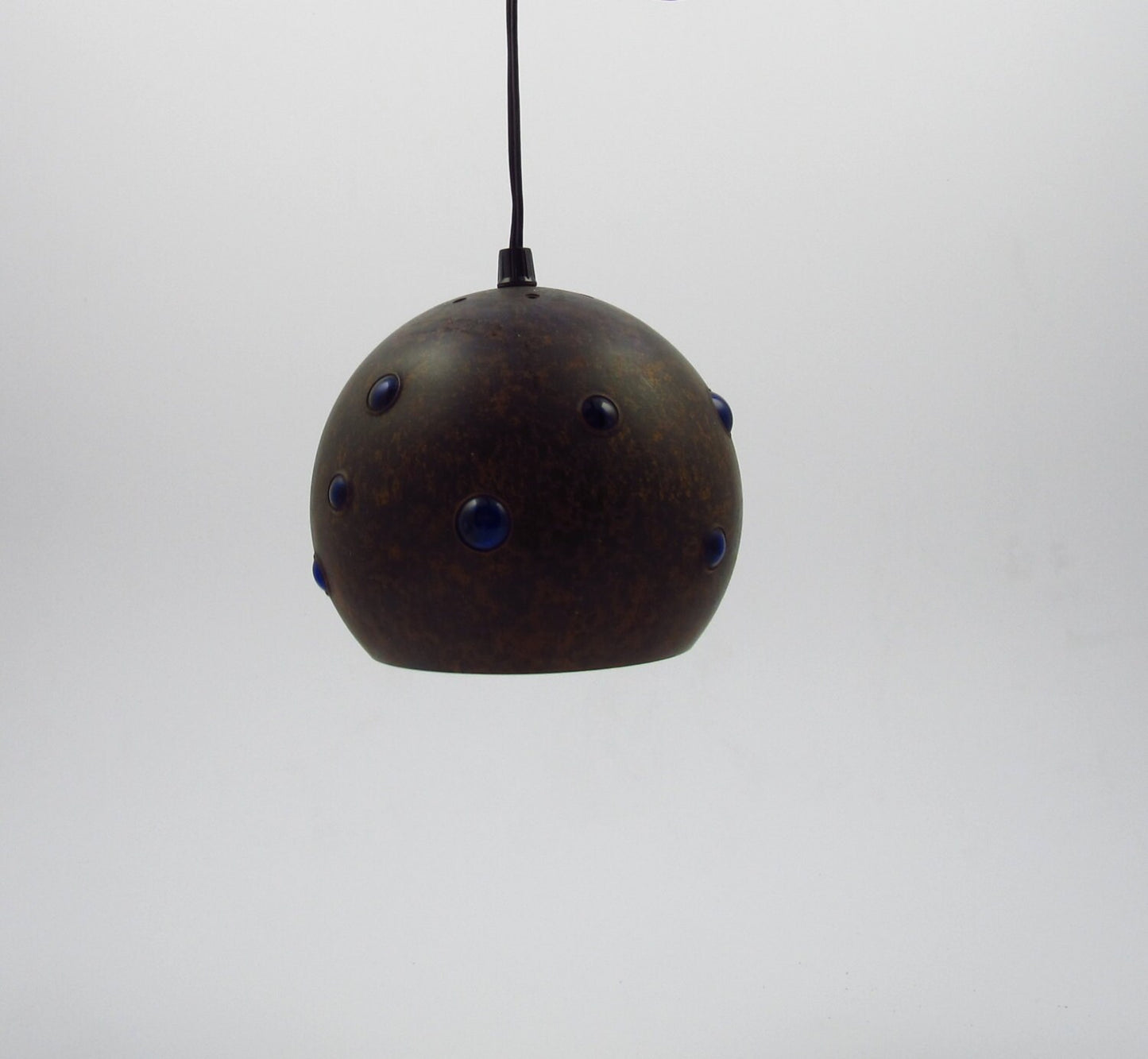 Raak amsterdam copper ball with blue blown glass inside by nanny still mckinney