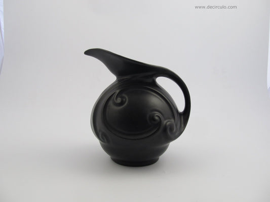 Jarrón de cerámica Art Déco, jarrón proselain negro de mosa maastricht