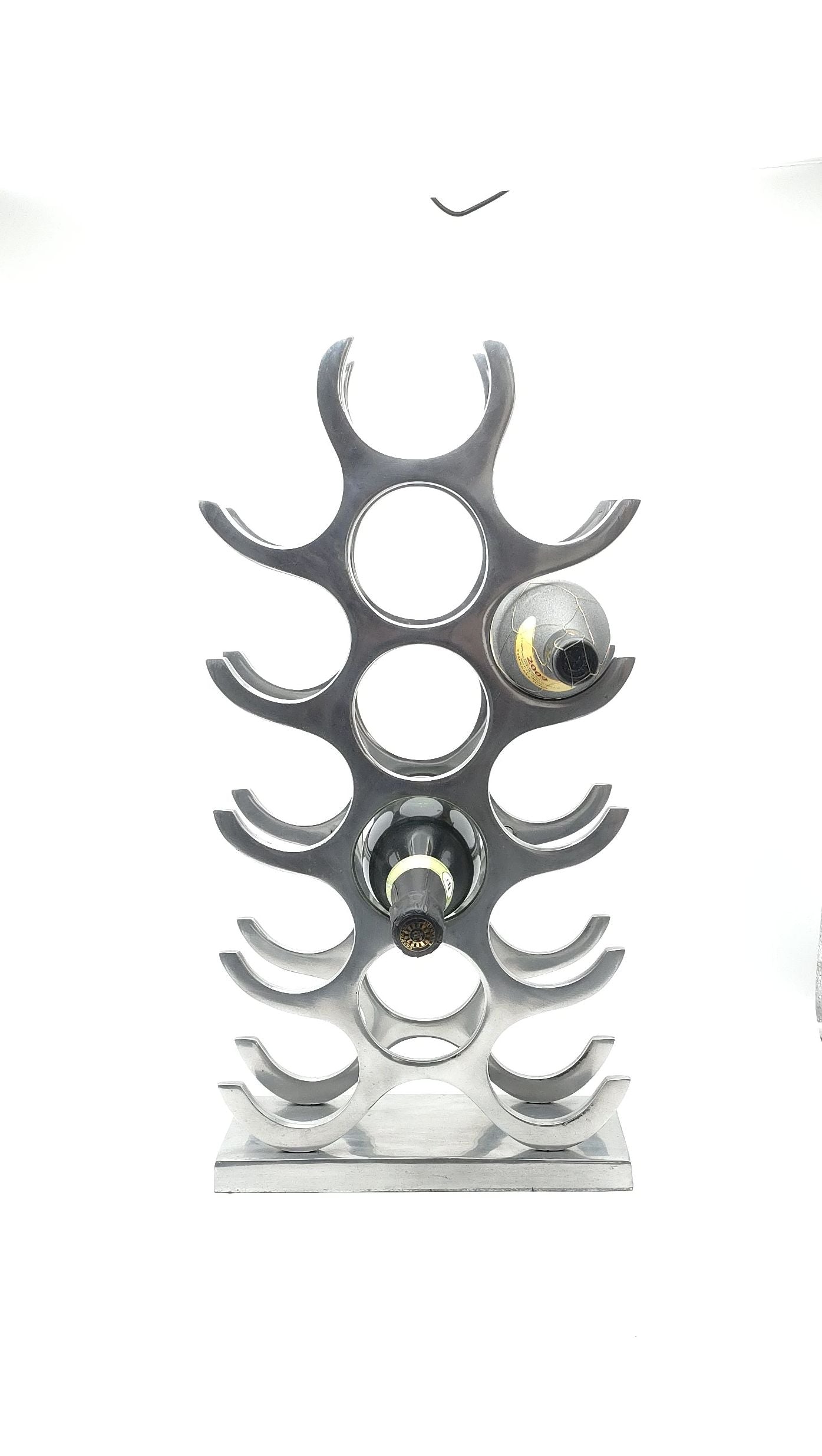 wine rack metal, michael noll, German design, Barolo italy, kitchen design, Château Margaux, Opus One, Marqués de Riscal, modernist decor, bottle holder, industrial interior, wine bottle stand, kitchen storage