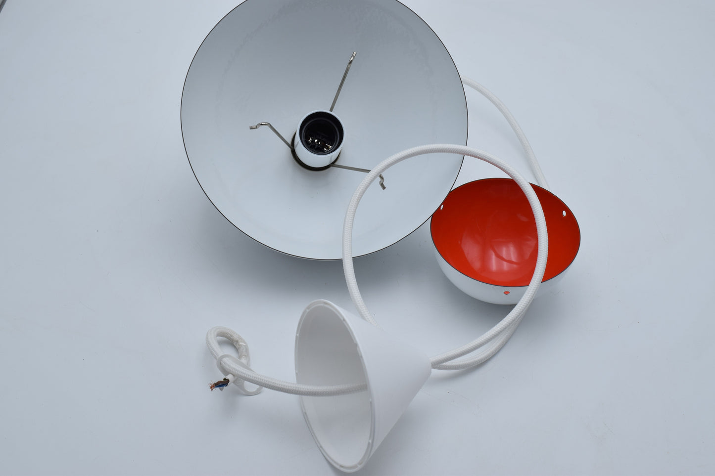 Danish, Verner Panton, Louis Poulsen, Scandinavian, flowerpower, turquoise enamel, ceiling light, lighting, pendant lamp, pendant light, mad men lamp, mid century modern, orange flowerpot