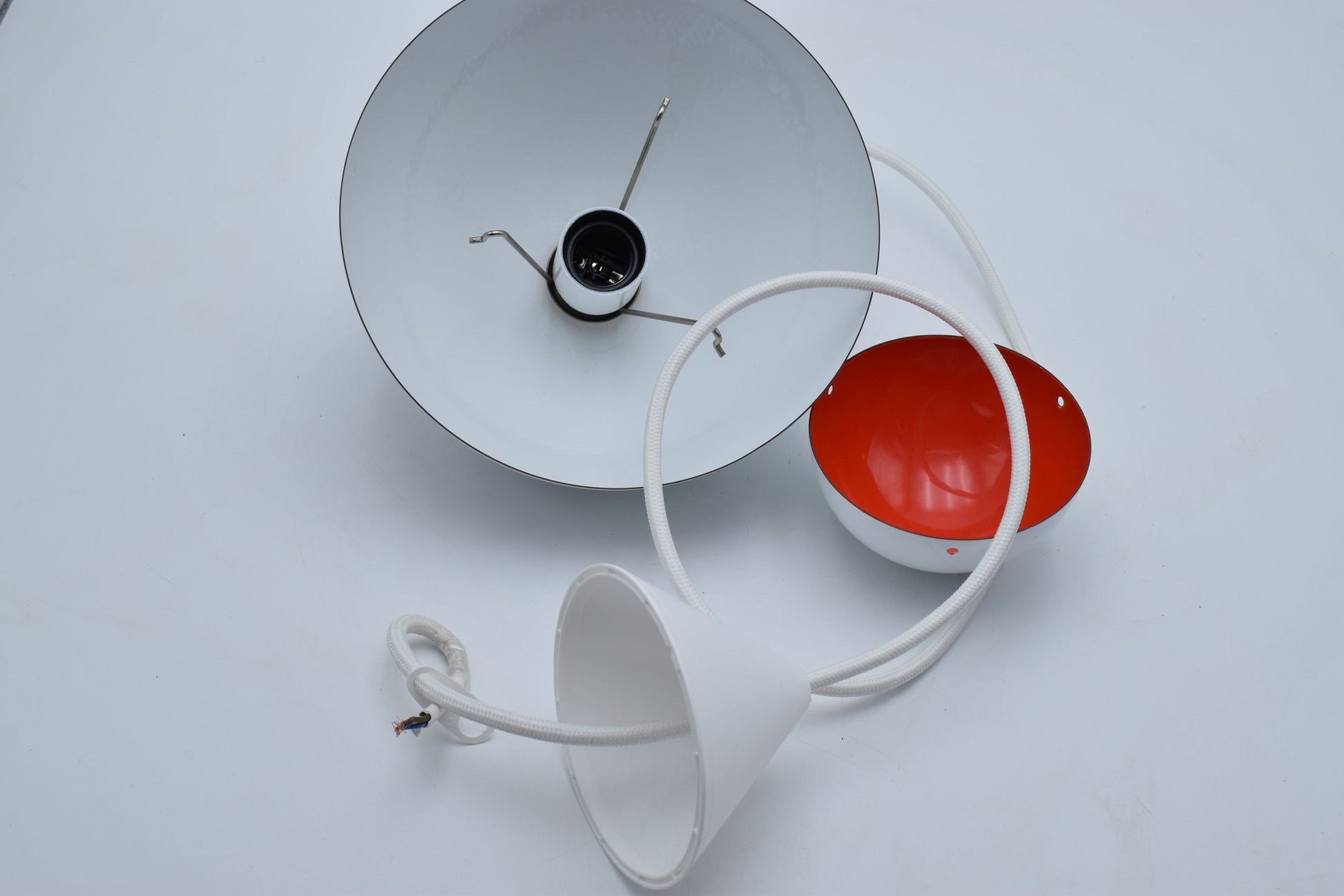 Danish, Verner Panton, Louis Poulsen, Scandinavian, flowerpower, turquoise enamel, ceiling light, lighting, pendant lamp, pendant light, mad men lamp, mid century modern, orange flowerpot