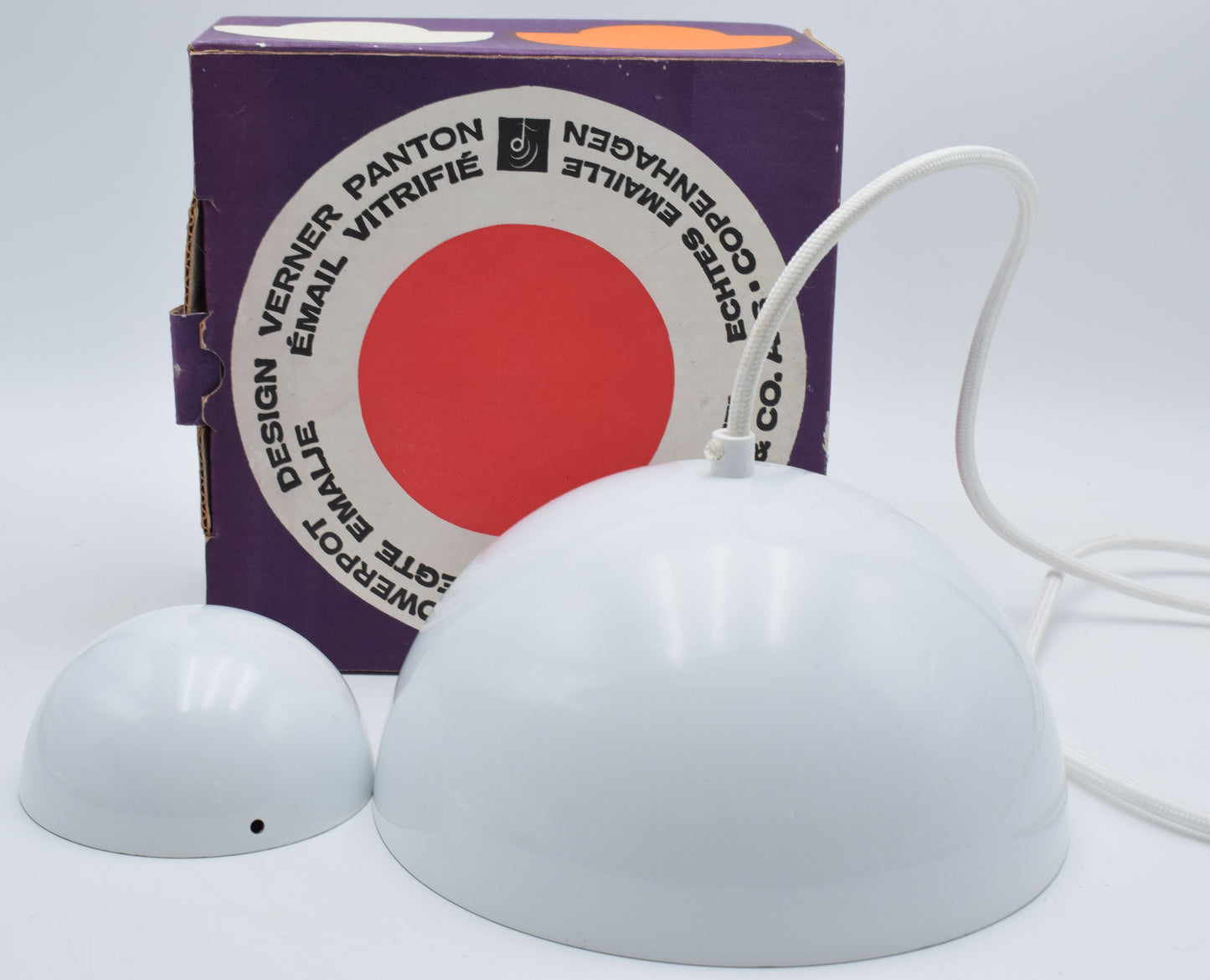 Danish, Verner Panton, Louis Poulsen, Scandinavian, flowerpower, turquoise enamel, ceiling light, lighting, pendant lamp, pendant light, mad men lamp, mid century modern, orange flowerpot