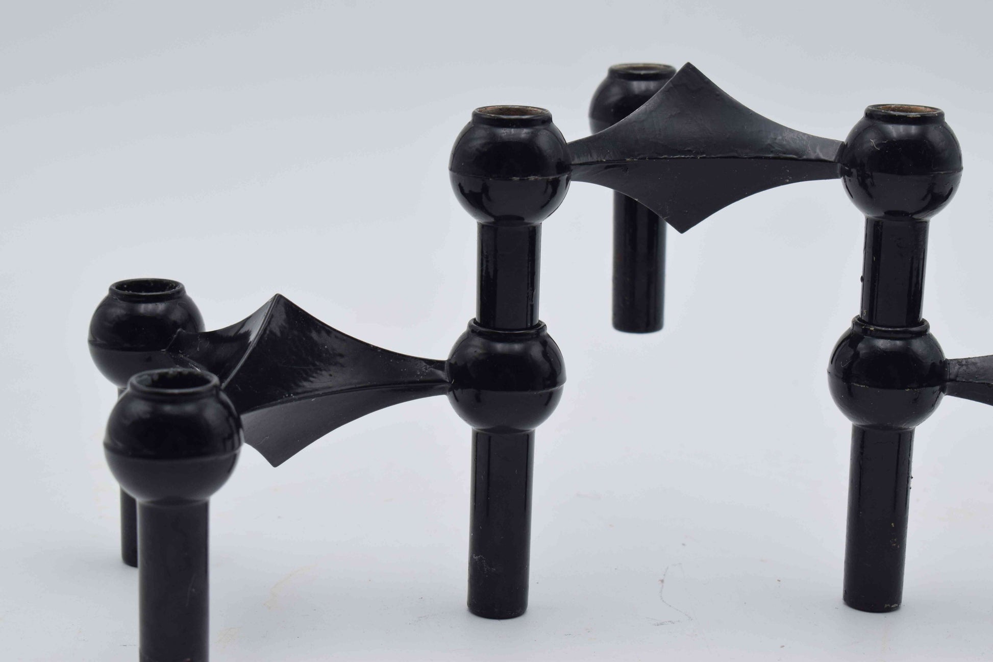 nagel candleholders, george nelson, mid century modern, west germany, stoffi nagel bmf, metal candle holders, eames panton era, chrome candle holder, flowerpower 1960s, industrial design, scandinavian design, danish design, swedish design