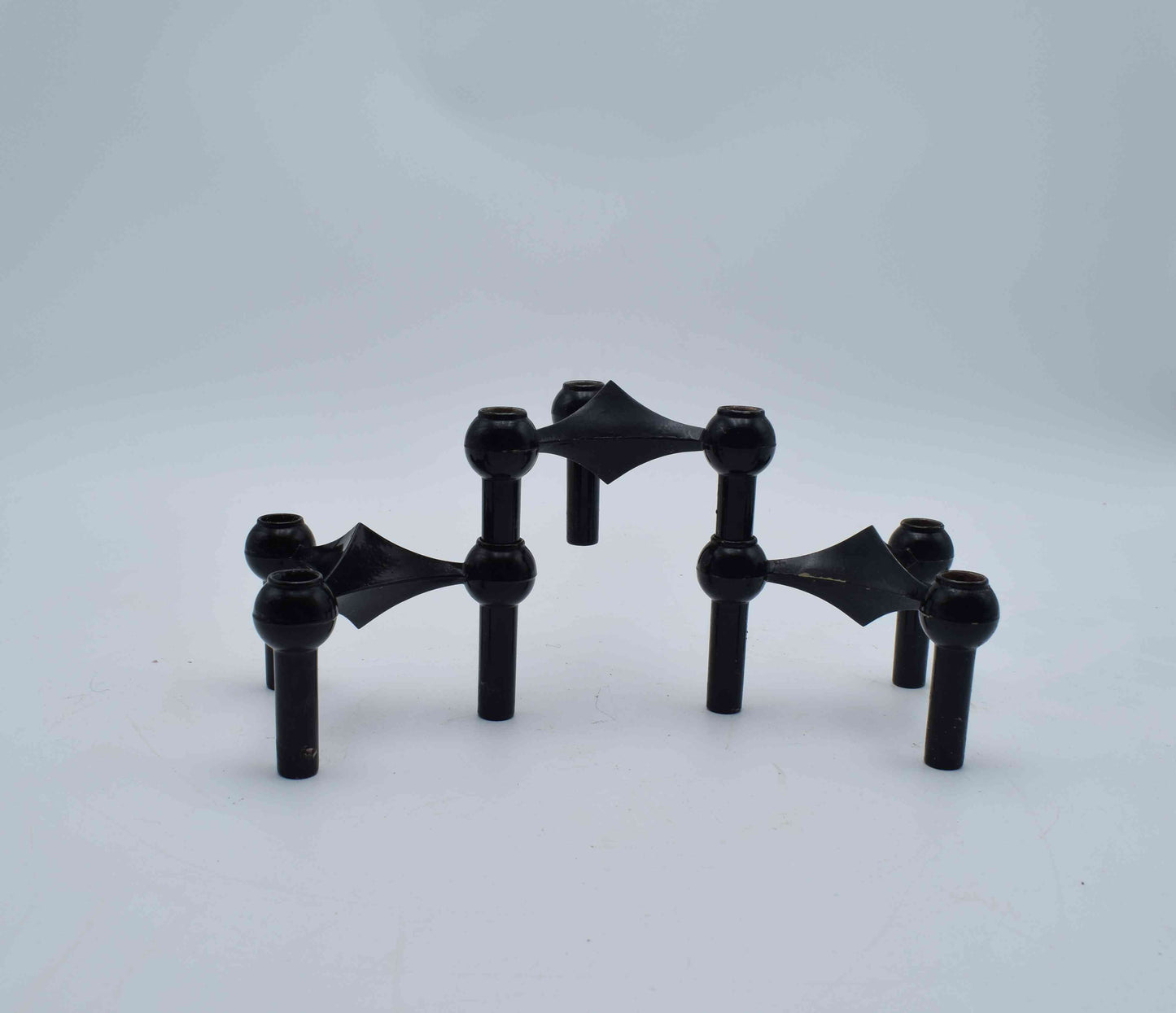 nagel candleholders, george nelson, mid century modern, west germany, stoffi nagel bmf, metal candle holders, eames panton era, chrome candle holder, flowerpower 1960s, industrial design, scandinavian design, danish design, swedish design