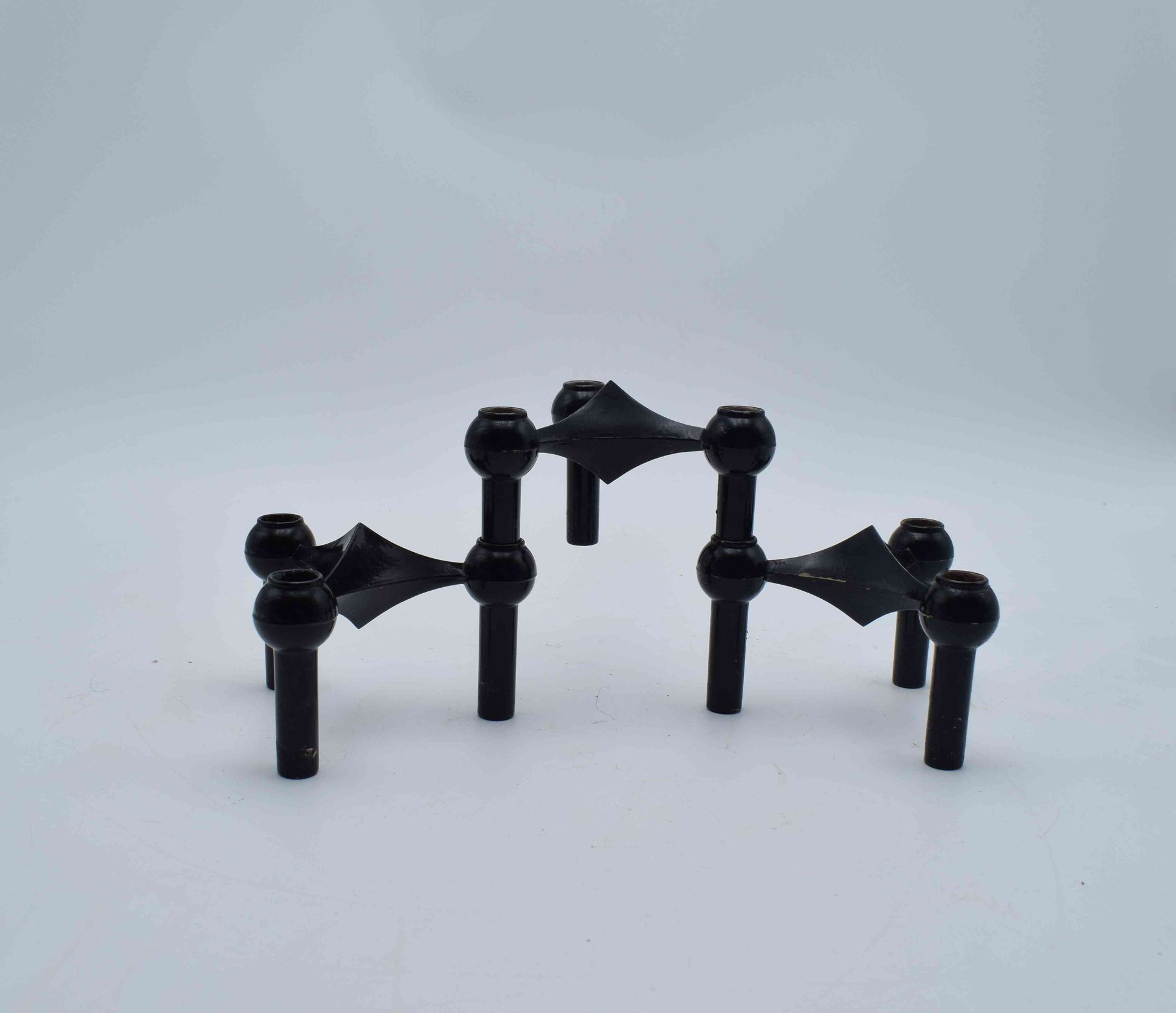 nagel candleholders, george nelson, mid century modern, west germany, stoffi nagel bmf, metal candle holders, eames panton era, chrome candle holder, flowerpower 1960s, industrial design, scandinavian design, danish design, swedish design