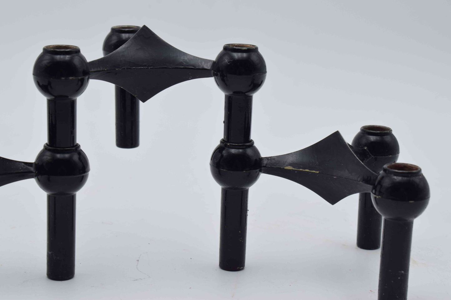 nagel candleholders, george nelson, mid century modern, west germany, stoffi nagel bmf, metal candle holders, eames panton era, chrome candle holder, flowerpower 1960s, industrial design, scandinavian design, danish design, swedish design