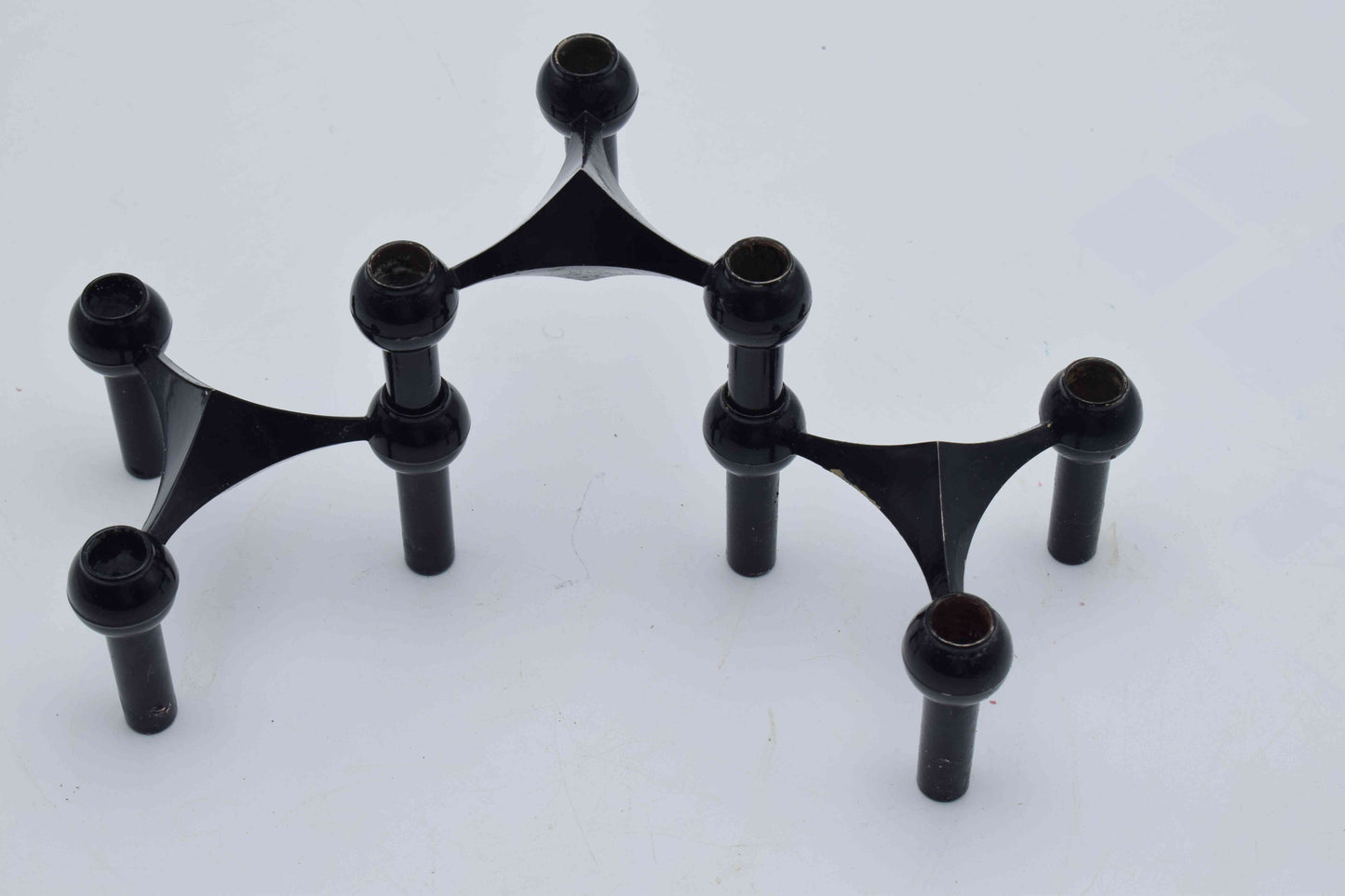 nagel candleholders, george nelson, mid century modern, west germany, stoffi nagel bmf, metal candle holders, eames panton era, chrome candle holder, flowerpower 1960s, industrial design, scandinavian design, danish design, swedish design