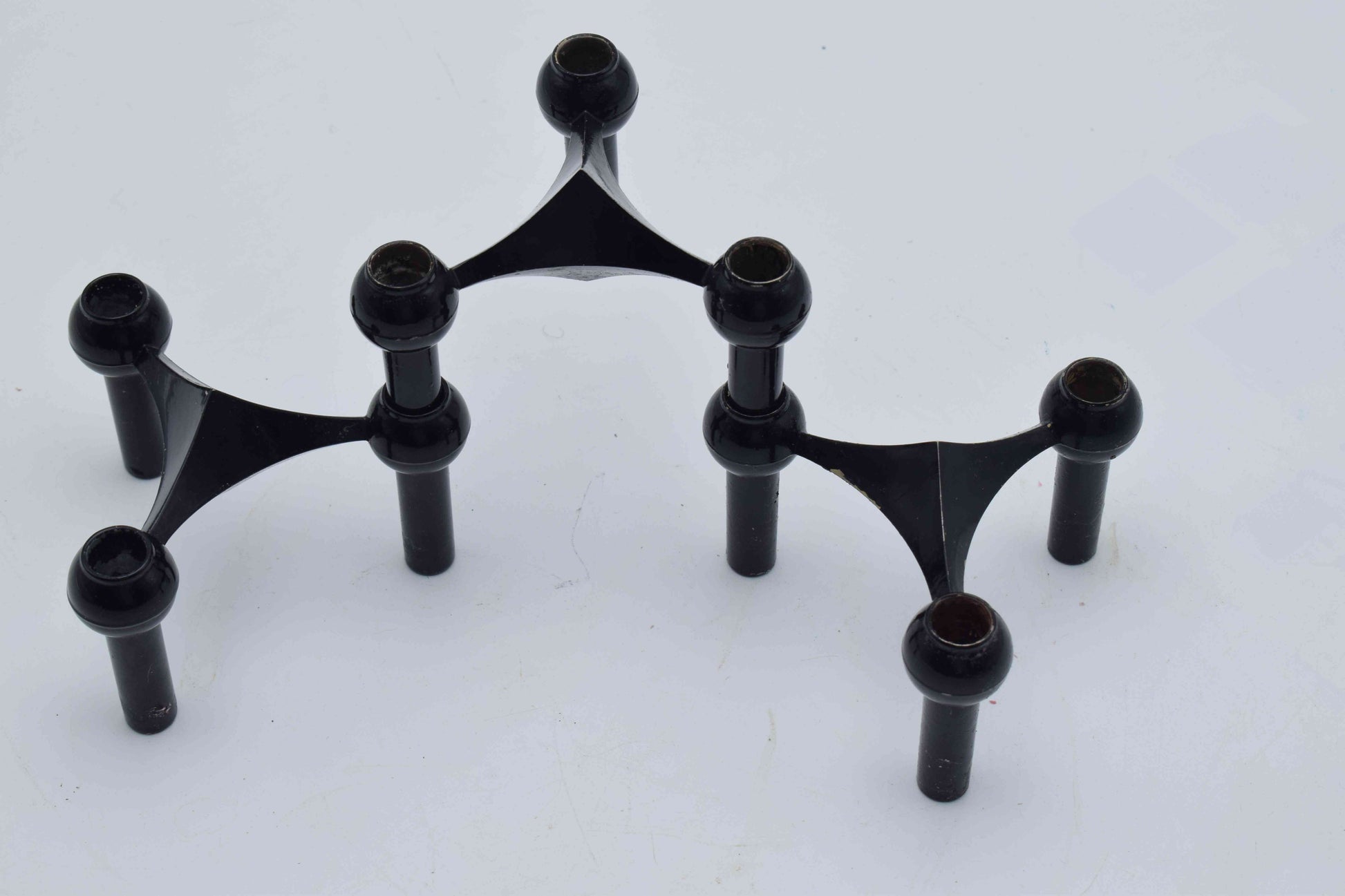 nagel candleholders, george nelson, mid century modern, west germany, stoffi nagel bmf, metal candle holders, eames panton era, chrome candle holder, flowerpower 1960s, industrial design, scandinavian design, danish design, swedish design