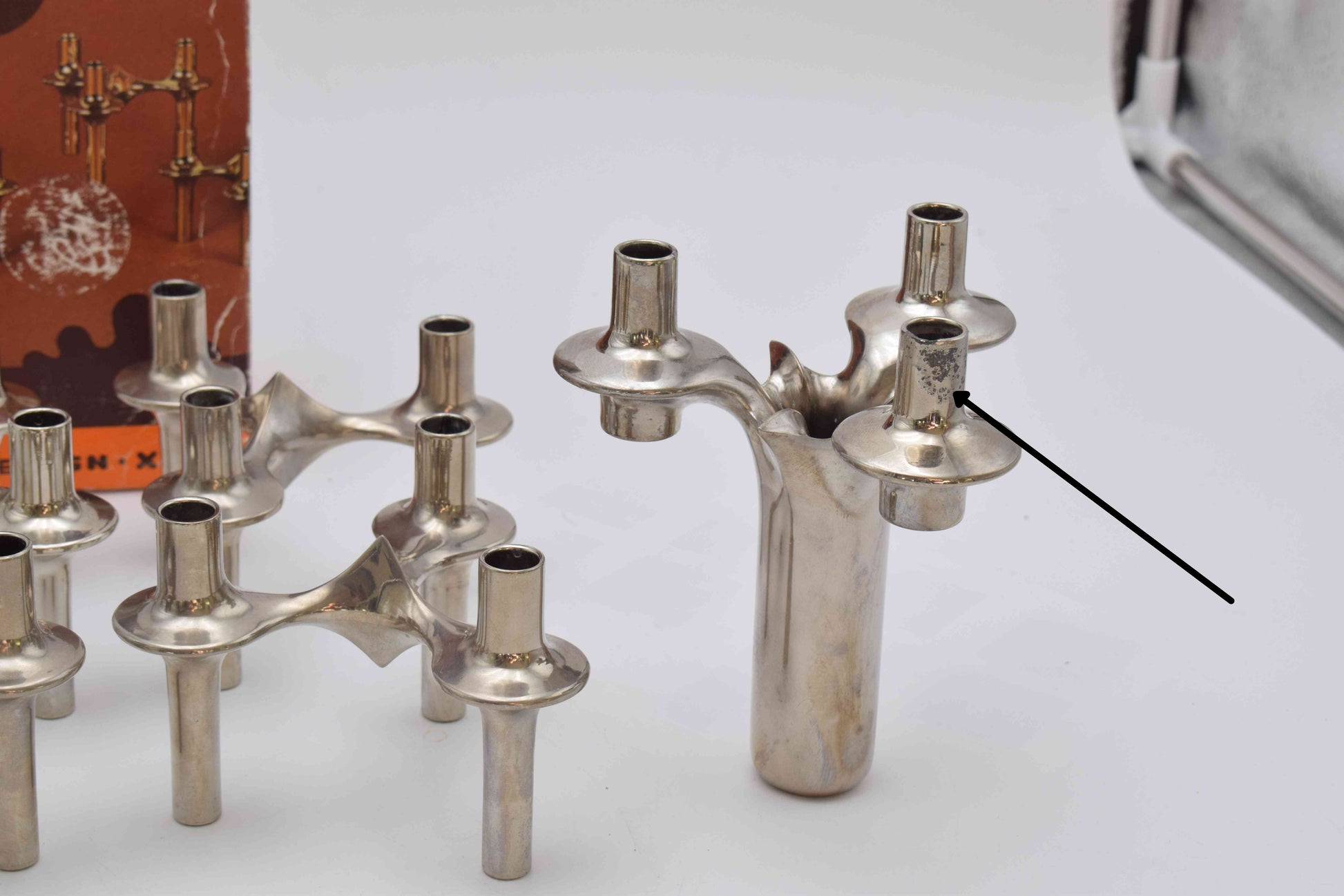 candle holders, nagel, eames era, candles, candle sticks, space age, mid century, midcentury modern, BMF, mad men, chrome home decor, MICHAEL ARAM, AERIN lauder