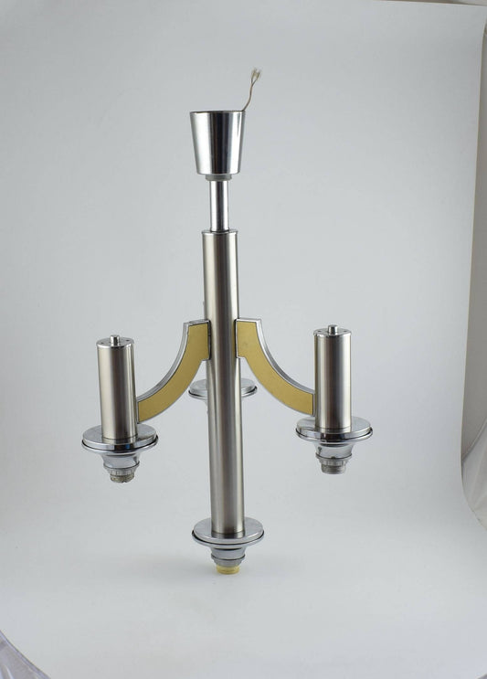 Lámpara colgante Sciolari, gran lámpara regencia italiana de tres brazos en cromo