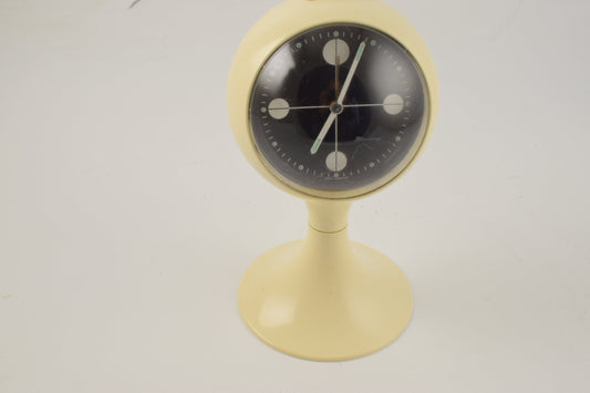 Blessing wekker, witte sokkel tulpvorm, gemaakt in Duitsland. Space Age-tijdperk, gemaakt van plastic uit begin jaren 70