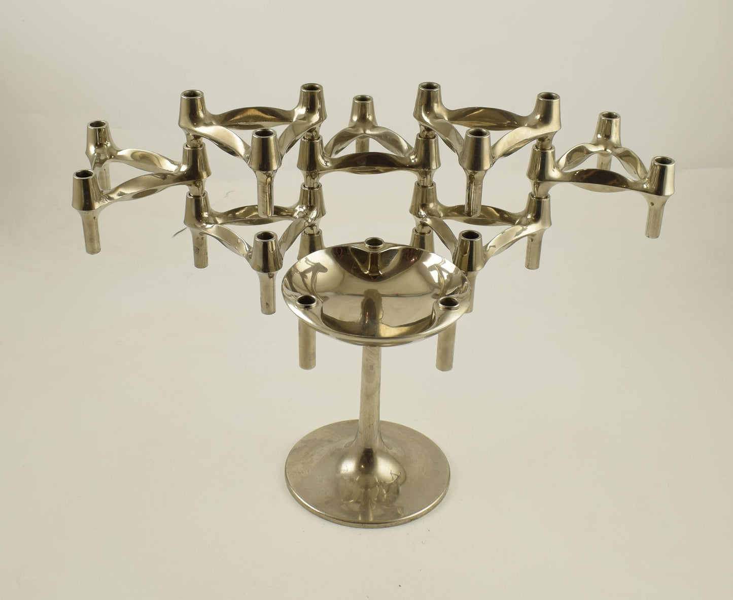 Set of 8 stackable space age candle holders plus bowl and stand designed by Fritz Nagel BMF 1960s candle sticks